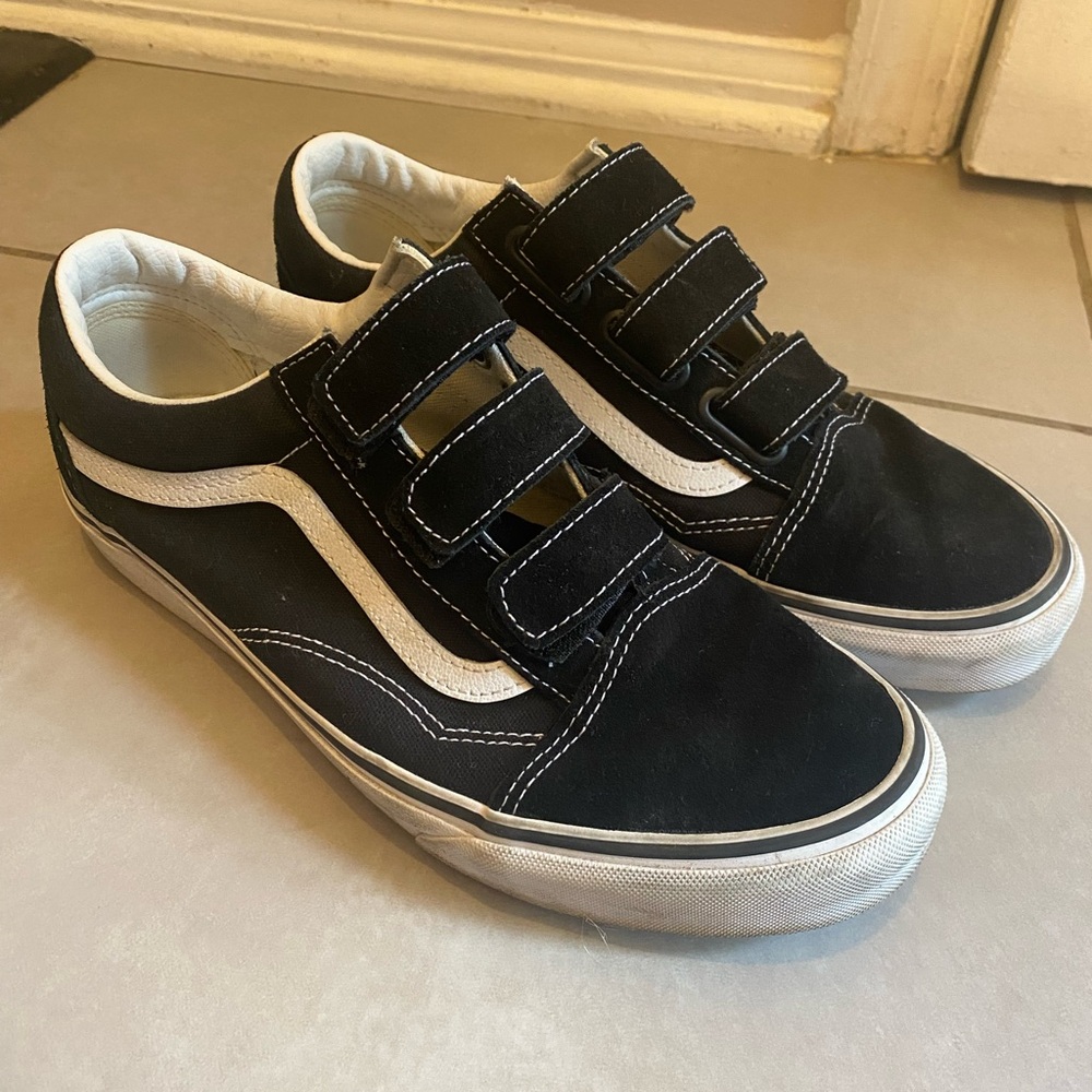 Vans Black and White Velcro Sneakers